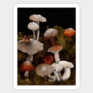 Mushroom forest floor watercolor Sticker